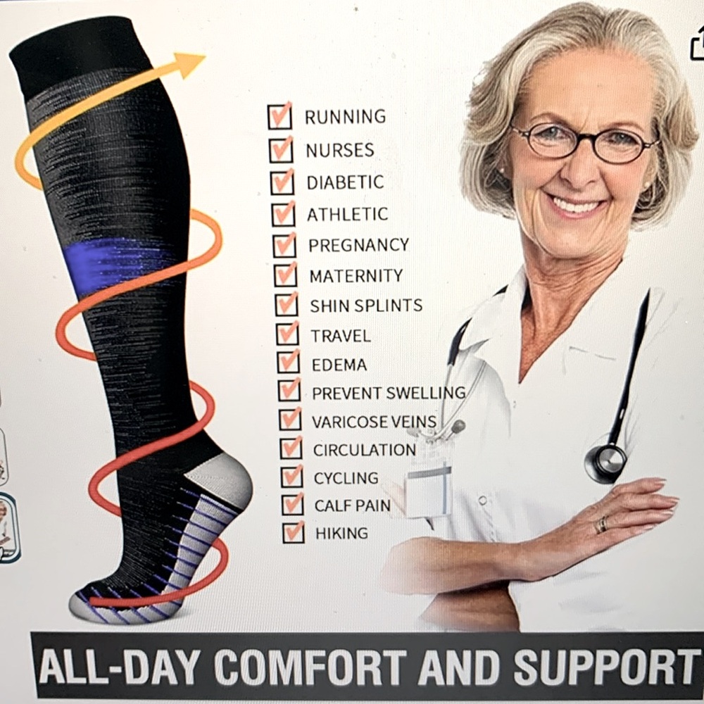 5 Pack Copper Compression Socks for Women and Men Circulation-Best Support - Picture 5 of 6